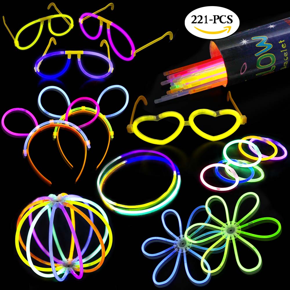 Betheaces Glow Sticks Bracelets Mixed Colors 221 Pcs Party Favors Kit