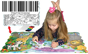 Betheaces  Kidtastic Puzzle with Washable Markers, Arts & Craft Activity (50 Pieces), Safari Fun, Large Floor Puzzle Jigsaw (2x3 Feet), for Boys Girls Toddlers, Best Toy Gift Kids Ages 3yr – 8yr, 3 Years and Up