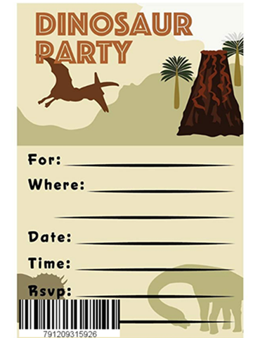 Betheaces Dinosaur Invitations Birthday Party - Fill In Style (20 Count) With Envelopes 