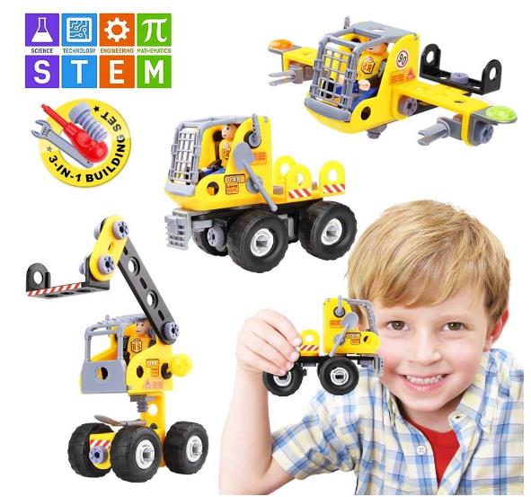 Kids Toys Stem Learning , Betheaces Construction Set Assembling Engineering Educational Building Blocks 3-in-1 Transform Truck