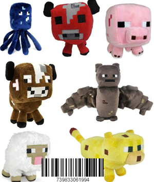 Betheaces Minecraft Party Favor Mega Lot - 40 Items - 10 Plush, 10 Bracelets, 10 Stickers, 10 Bags