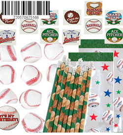 Betheaces Baseball Party Favors for 12 - Baseball Soft Stuff Balls (12), Baseball Pencils (12), Baseball Tattoos (72), Baseball Theme Favor Gift Bags and a Happy Birthday Sticker