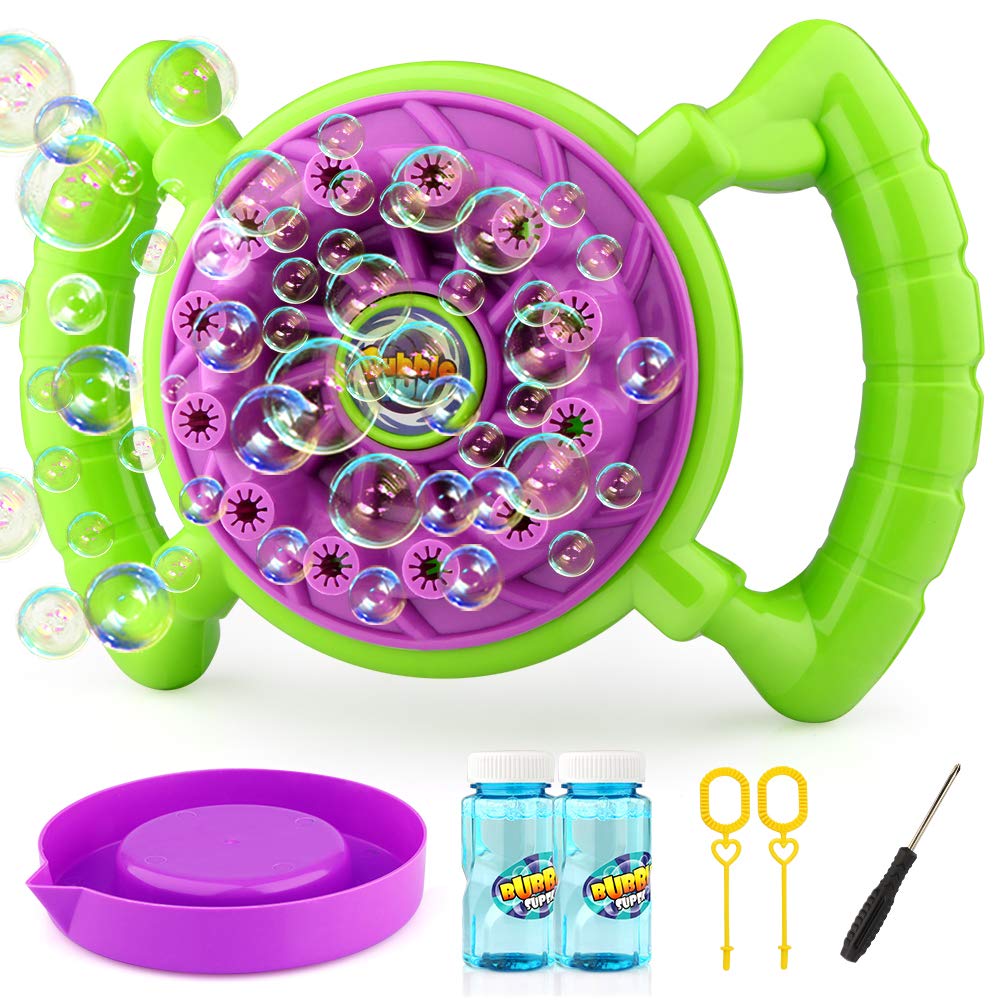 Baztoy Bubble Machine for Kids Toddlers Boys Girls Handheld Bubble Blower Bubble Toys with 2 Bubbles Solution Summer Outdoor Toys Fun Bubbles Game UPC: 745695187307