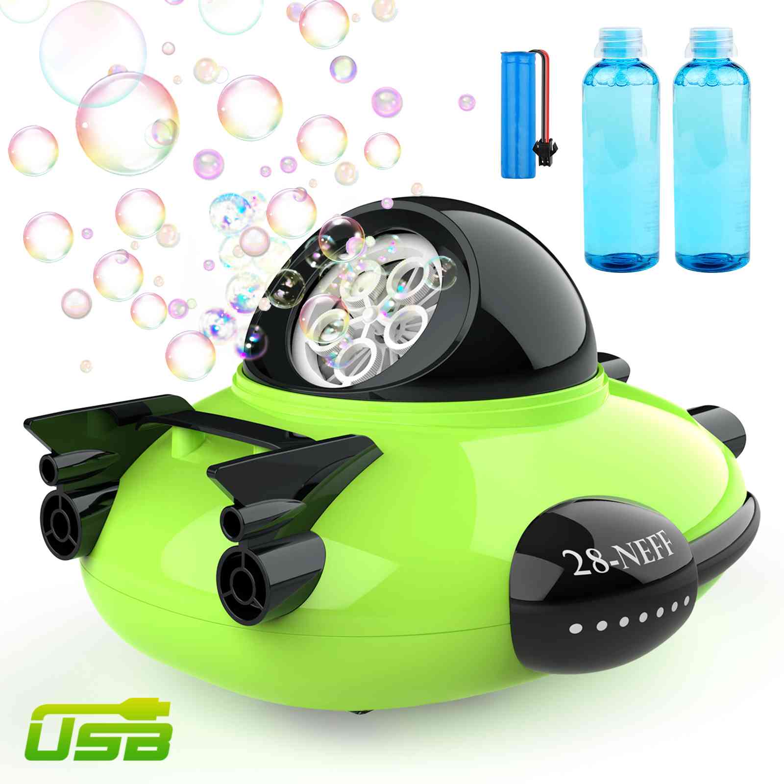 Betheaces Bubble Machine - Rechargeable Spaceship Theme Bubble Maker 2000+ Bubbles Per Minute, Bubble Machine Toys for Kids Boys Girls Toddlers, Automatic Bubble Blower with Bubble Solution (Green)