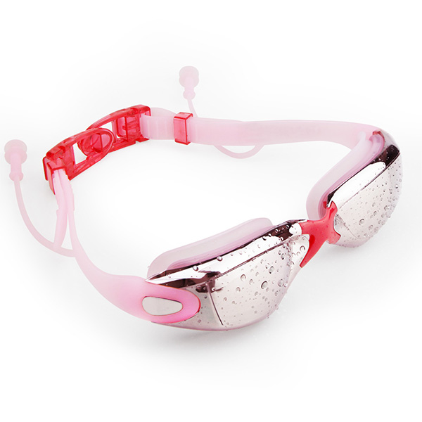 Betheaces Mirrored Silicone Seal Clear Swim Goggles (pink)
