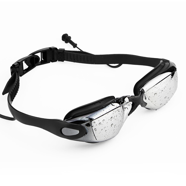 Betheaces Mirrored Silicone Seal Clear Swim Goggles (black)